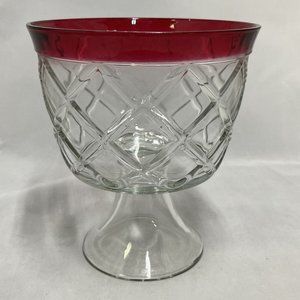 Ruby Band Trifle Bowl by Indiana Glass Company Dessert Bowl